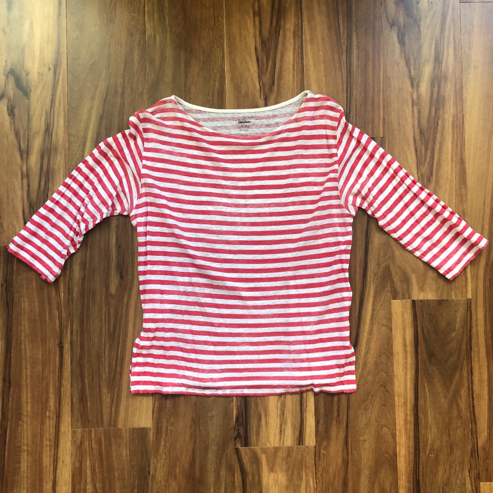 Neiman Marcus Nautical Stripe Boatneck Tissue Top